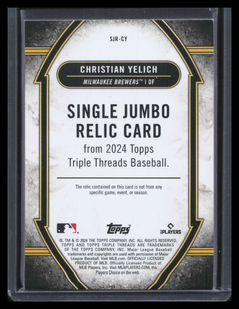DELETE 160209 2024 Topps Triple Threads Single Jumbo Relics Gold Christian Yelich Patch 6/9