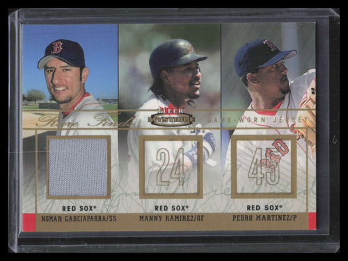 2003 Fleer Mystique Rare Finds Gold NG Ramirez Martinez Garciaparra Jersey 14/15