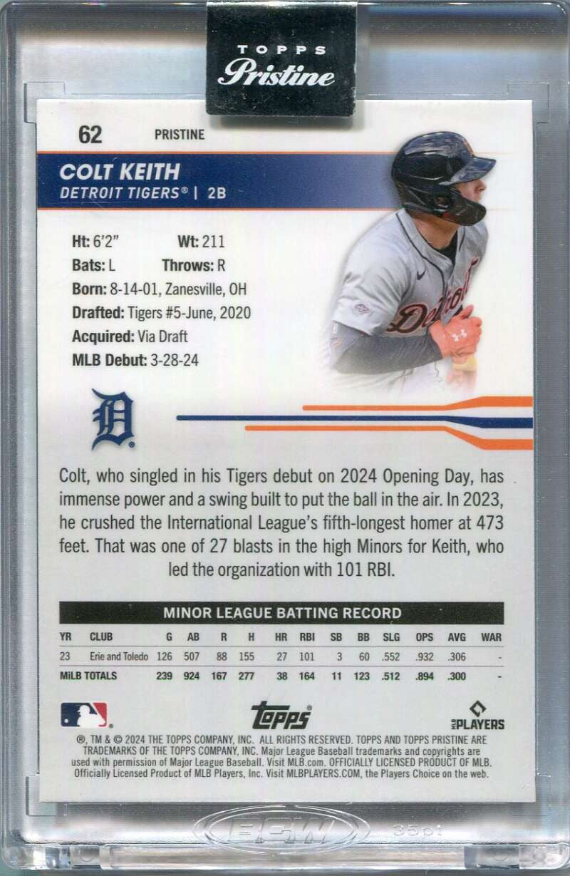 2024 Topps Pristine Purple Pristine Refractor 62 Colt Keith Rookie 89/99