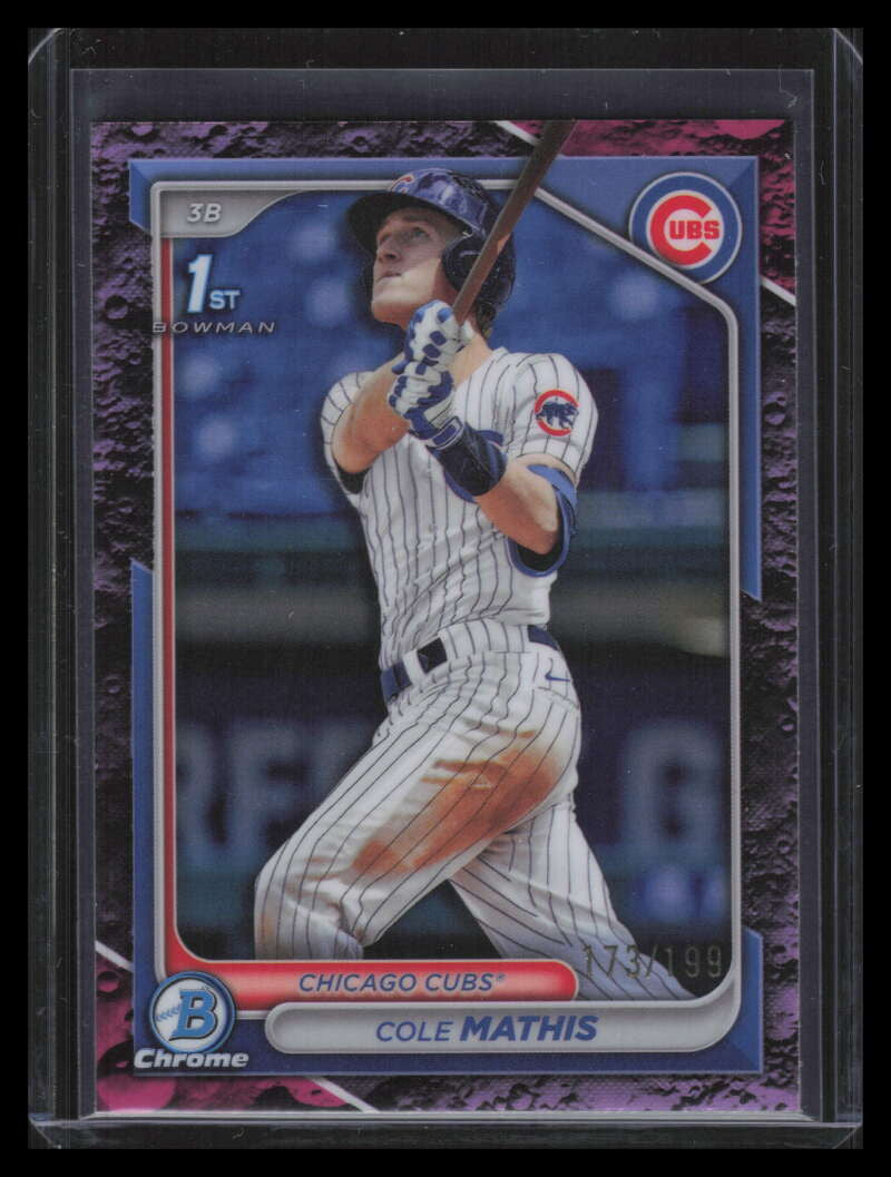 2024 Bowman Chrome Draft Fuchsia Lunar Refractor Cole Mathis Rookie 173/199