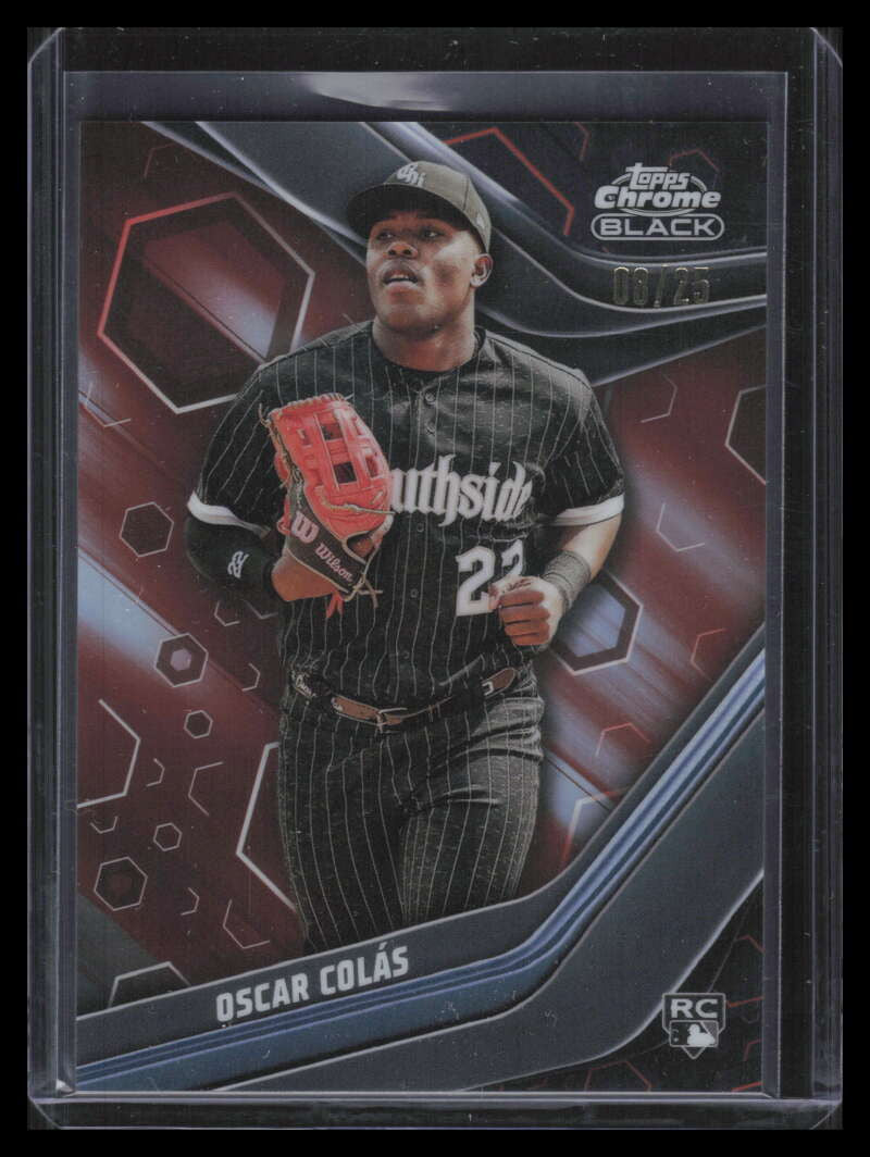 2023 Topps Chrome Black Orange Refractor 48 Oscar Colas Rookie 8/25