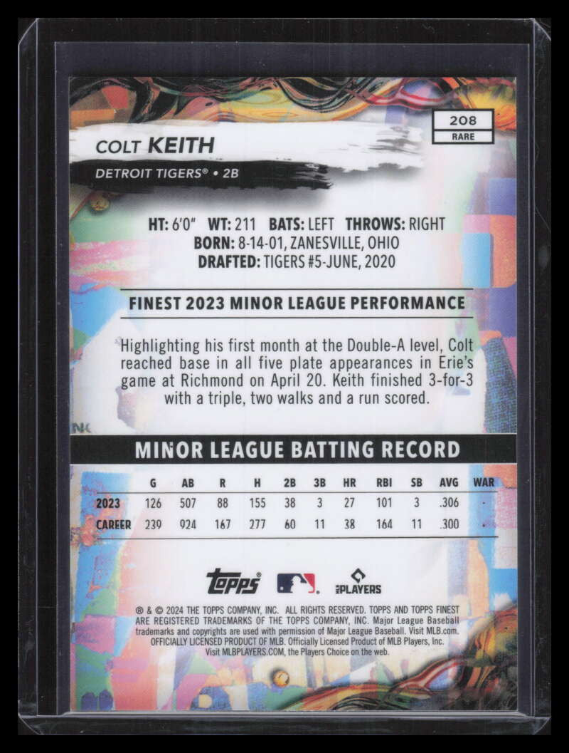 2024 Finest Purple Checkerboard Refractor 208 Colt Keith Rookie 64/75 Rare