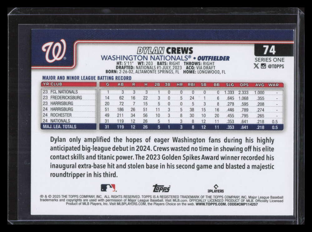 2025 Topps Easter Eggs 74 Dylan Crews Rookie