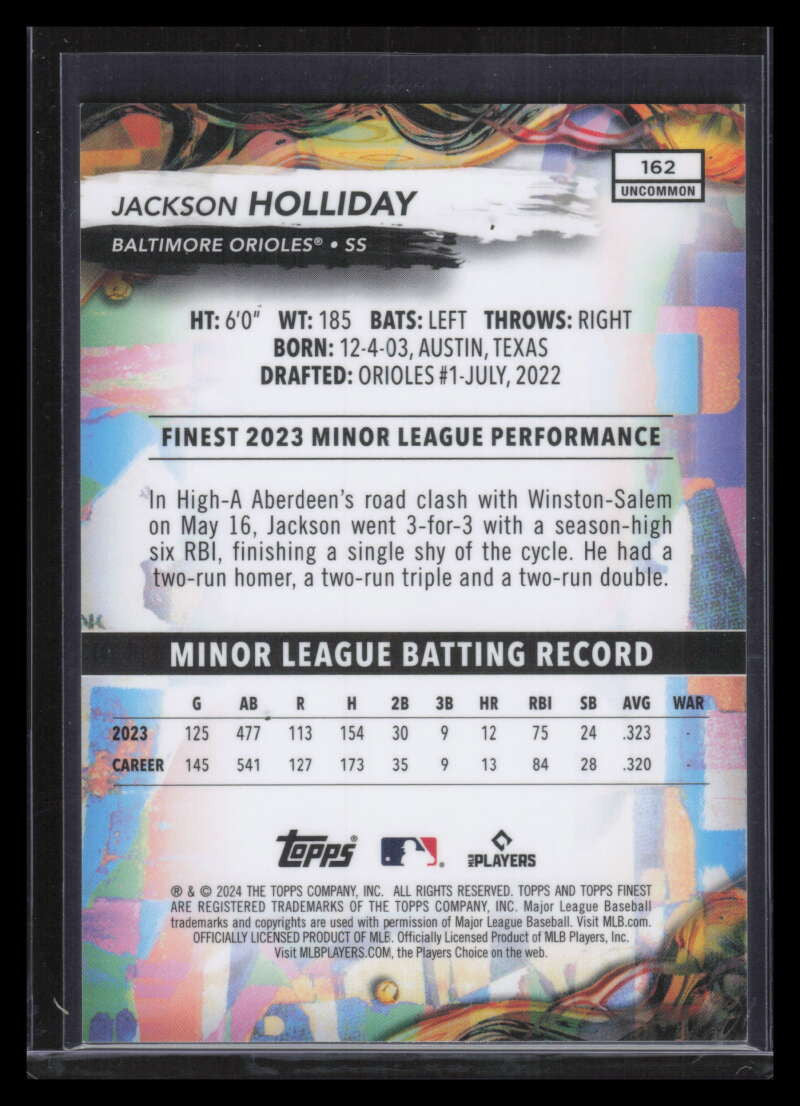 2024 Finest Blue Refractor 162 Jackson Holliday Rookie 131/150 Uncommon