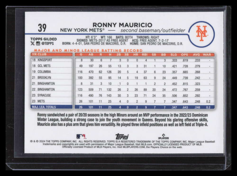 2024 Topps Chrome Gilded Collection 39 Ronny Mauricio 81/99