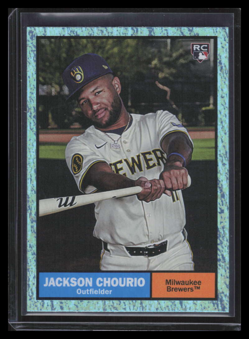 SOLD 160327 2024 Topps Archives Aqua Sparkle Foilboard 44 Jackson Chourio Rookie 75/75