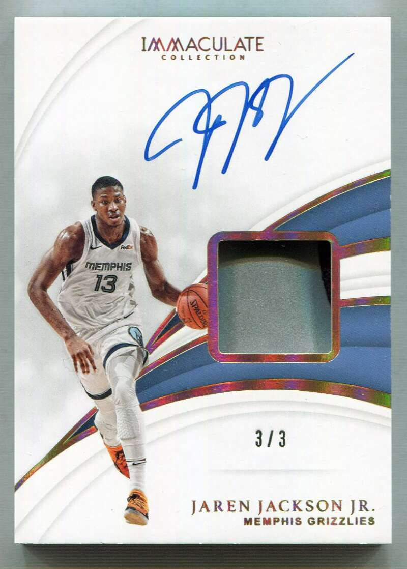 2018-19 Immaculate Sneaker Swatches 41 Jaren Jackson Jr. Rookie Sneaker Auto 3/3
