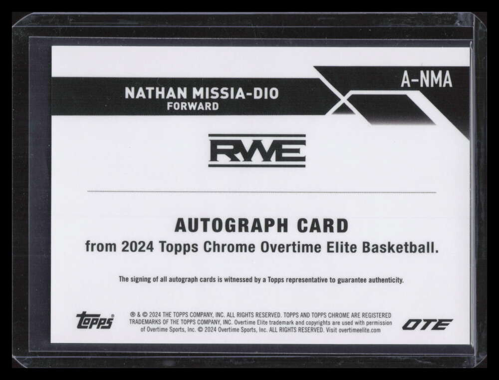 2023-24 Topps Chrome OTE Orange Refractor Nathan Missia-Dio Rookie Auto 21/25