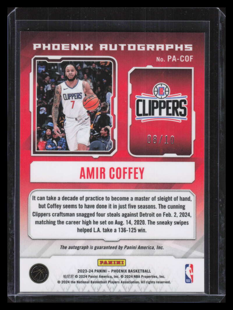2023-24 Donruss Optic Signature Series Gold 97 Amir Coffey Auto 8/10