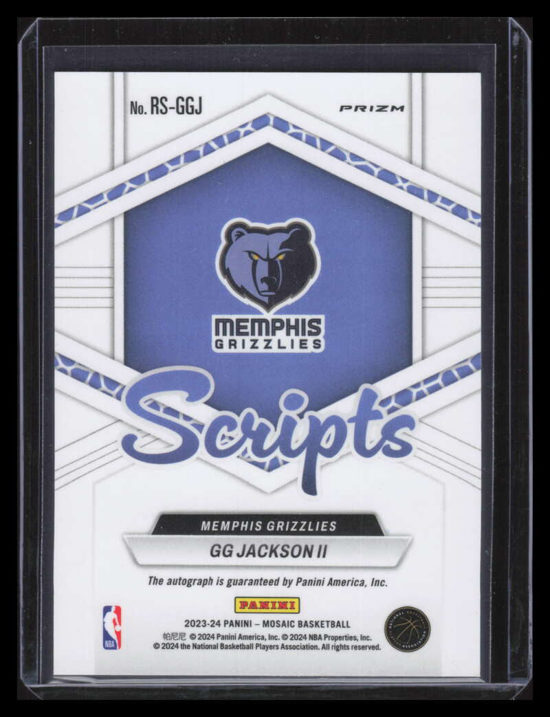 2023-24 Panini Mosaic Rookie Scripts Green Ice 33 GG Jackson II Rookie Auto