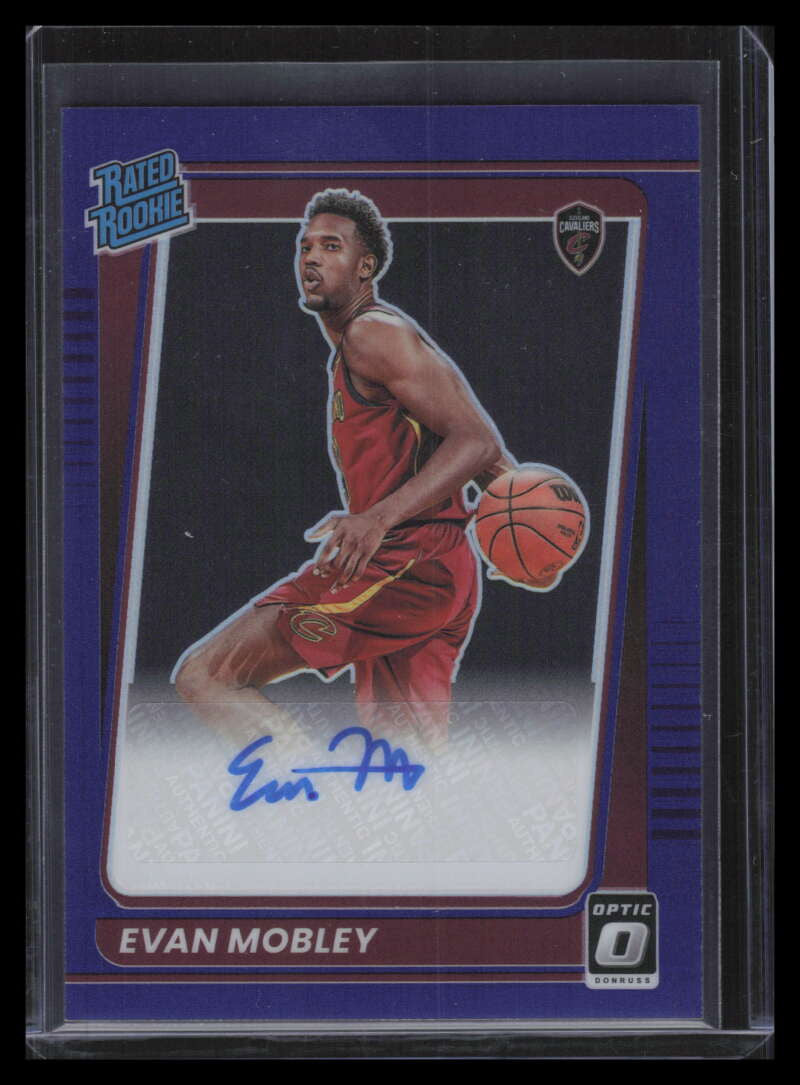 2021-22 Donruss Optic Rated Rookie Signatures Purple 175 Evan Mobley RC Auto