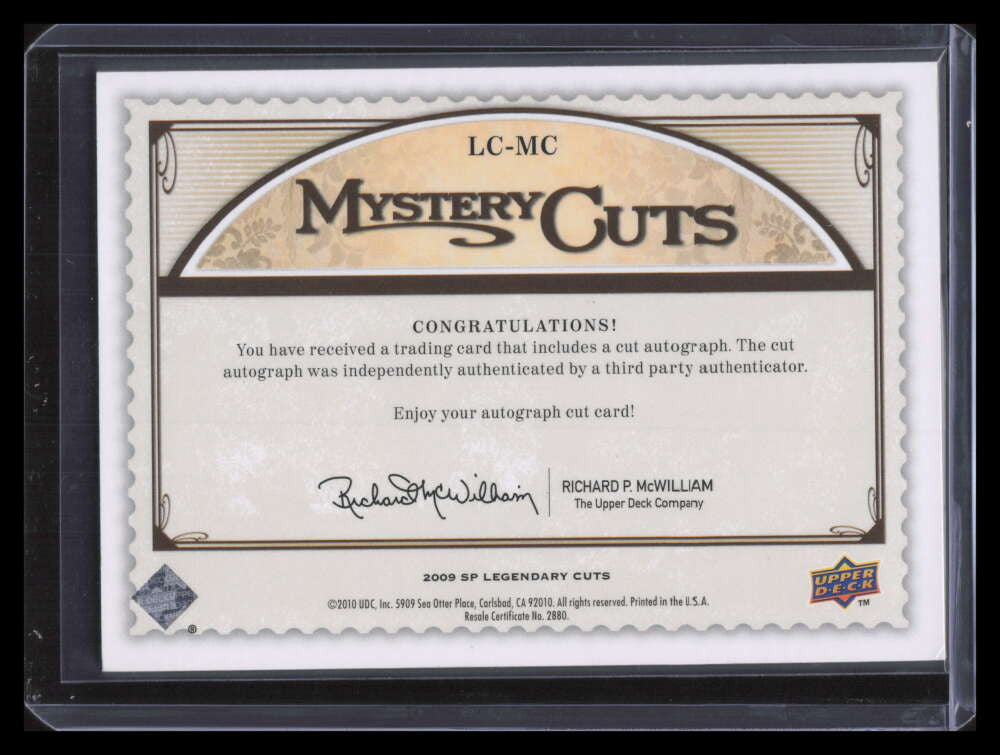 2009 SP Legendary Cuts Mystery Cuts LCMC Red Holzman Cut Auto 1/1