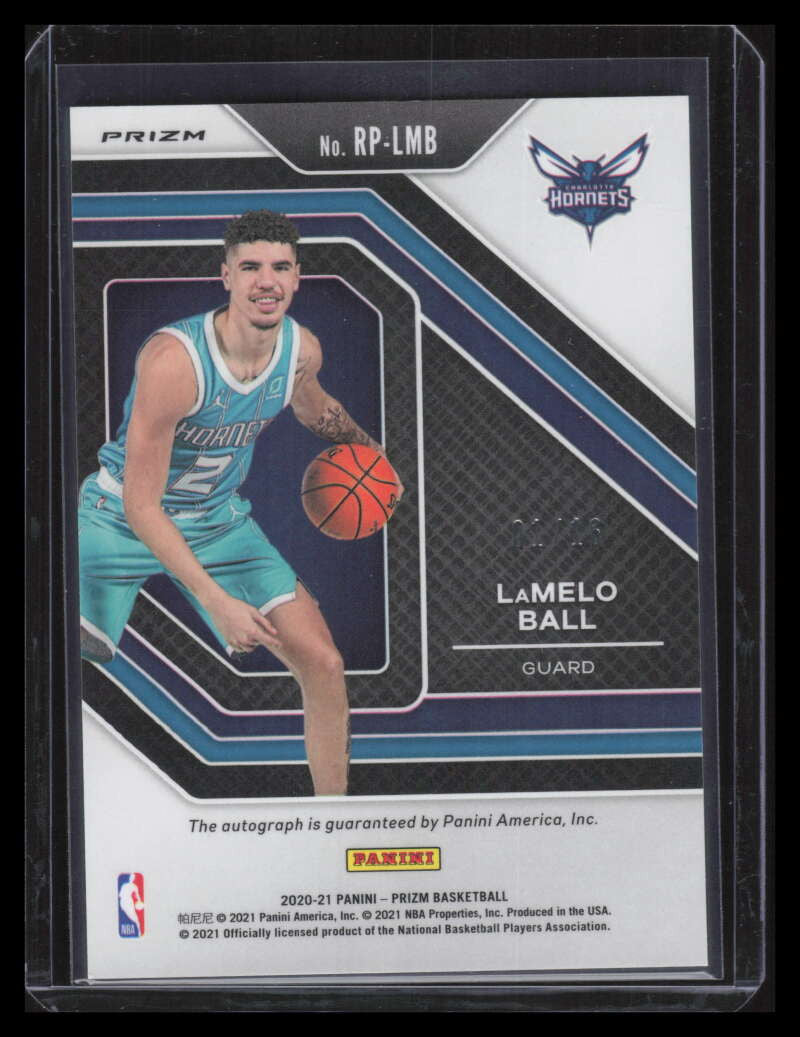 2020-21 Panini Prizm Penmanship Prizms Green Ice 10 LaMelo Ball Rookie Auto 1/16