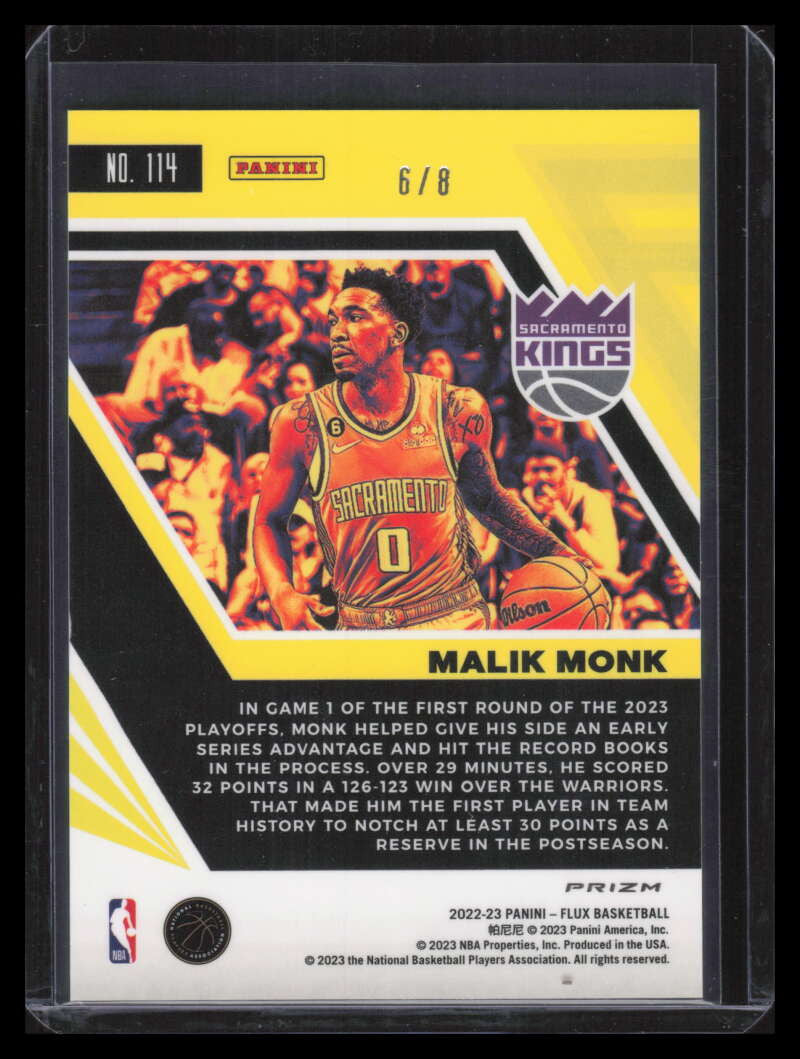 2022-23 Panini Flux Lucky Evelopes 114 Malik Monk 6/8