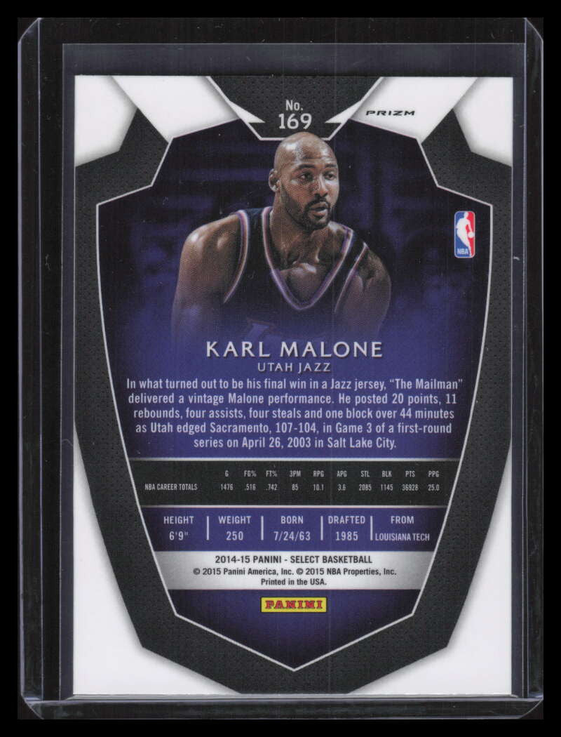 2014-15 Select Prizms Purple and White Refractor 169 Karl Malone PRE Premier