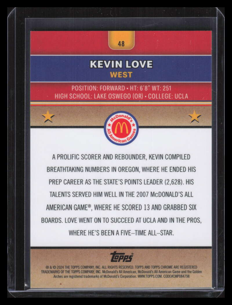 2024 Topps Chrome McDonald's All American Tie Dye Refractor 48 Kevin Love 17/25