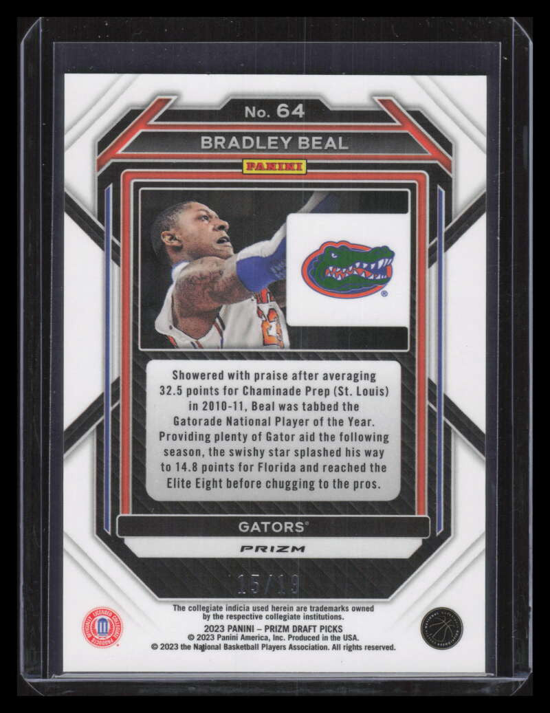 2023-24 Panini Prizm Draft Picks Prizms Blue Shimmer FOTL 64 Bradley Beal 15/19