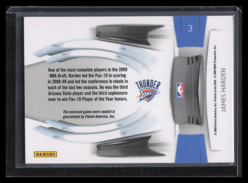 SOLD 160454 2009-10 Prestige Prestigious Picks Materials Blue 3 James Harden Rookie Jersey