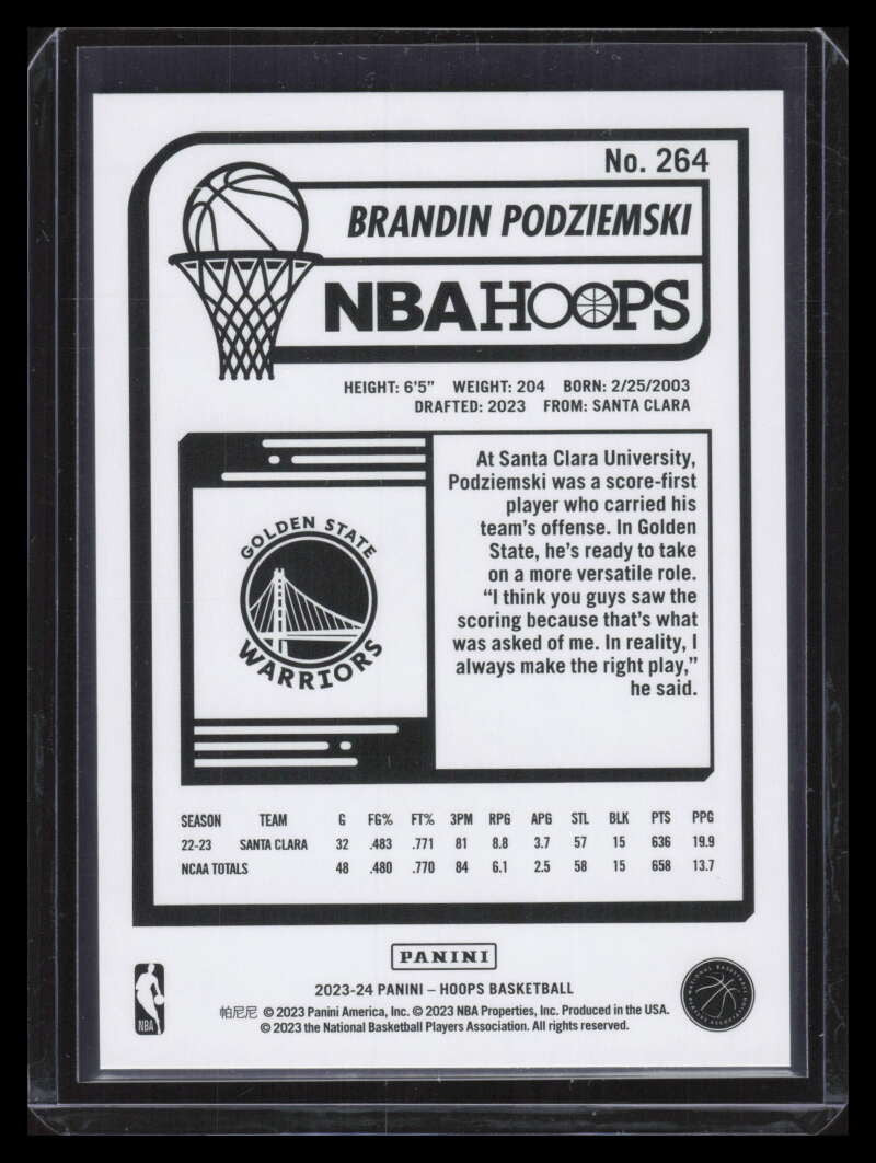 2023-24 Hoops Hyper Green 264 Brandin Podziemski Rookie 15/25