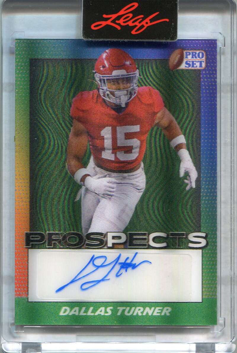 2024 Leaf Pro Set PROSpEcTs Lenticular Green Dallas Turner Rookie Auto 9/10