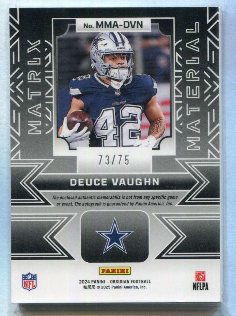 2024 Panini Obsidian Matrix Material Autographs Deuce Vaughn Jersey Auto 73/75