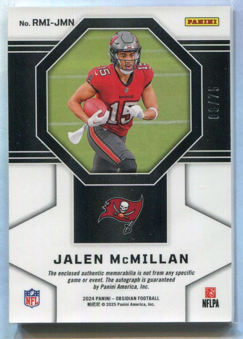 2024 Panini Obsidian Materials Ink Red Jalen McMillan Rookie Jersey Auto 8/75