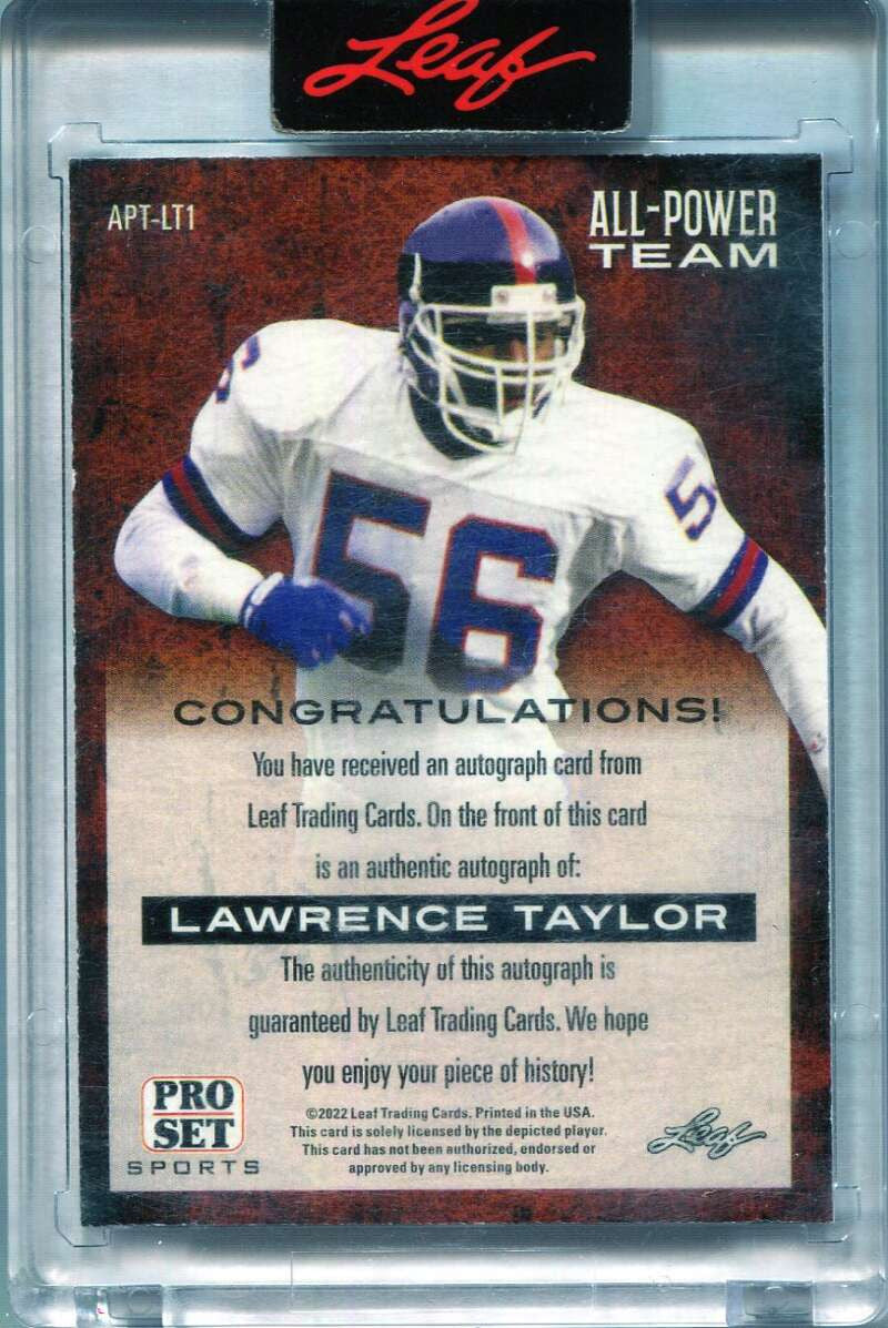 2022 Leaf Pro Set All Power Team Orange aptlt1 Lawrence Taylor Auto 7/8