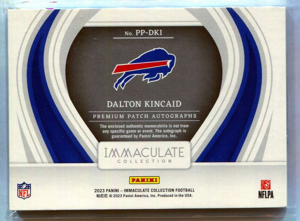 2023 Immaculate Premium Autographs 5 Dalton Kincaid Rookie Patch Auto 22/99