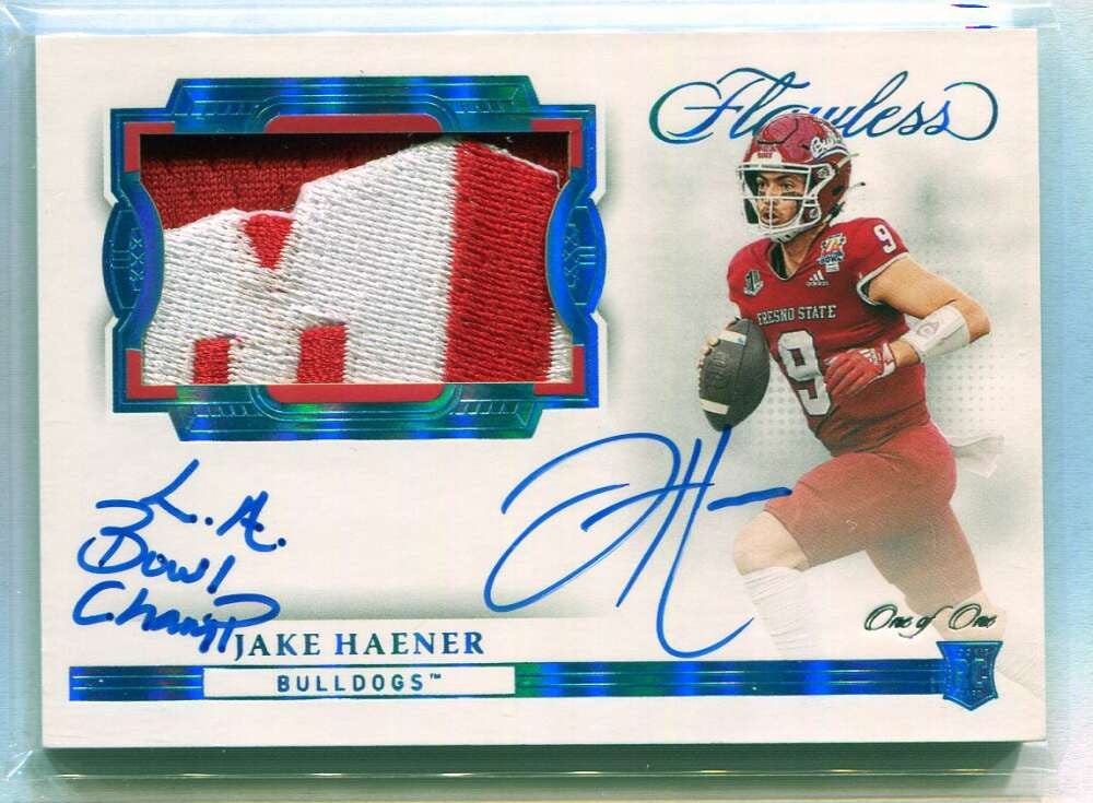 2023 Panini Flawless Collegiate Autographs Jake Haener RC Logo Patch Auto 1/1