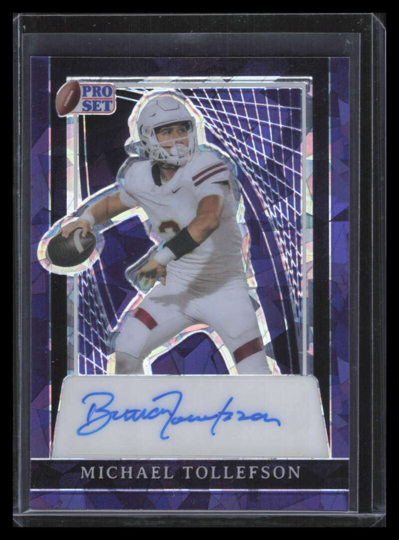 2024 Pro Set Metal Autographs Crystal Purple Michael Tollefson Rookie Auto 4/7