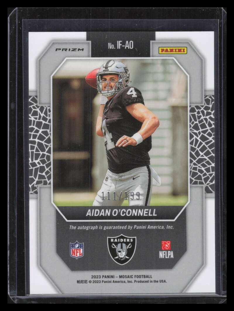 2023 Panini Mosaic In Focus Signatures Red 4 Aidan O'Connell Rookie Auto 111/199