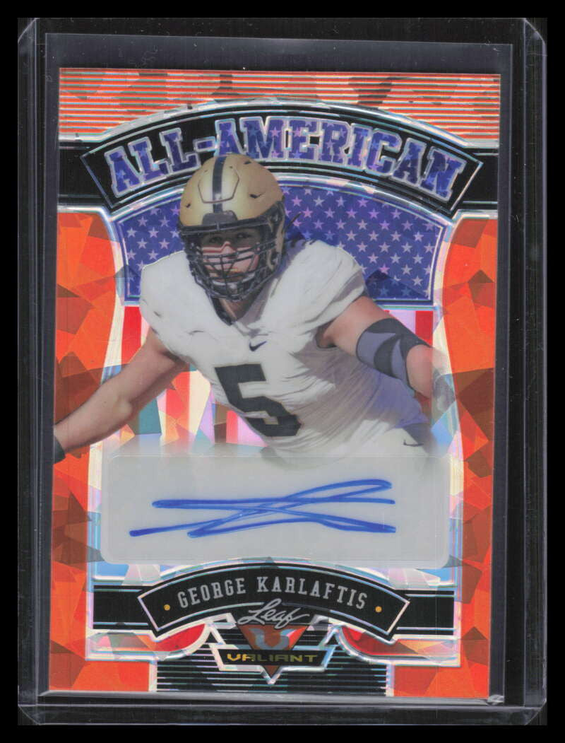 2022 Leaf Valiant All American Crystal Orange George Karlaftis Rookie Auto 5/20