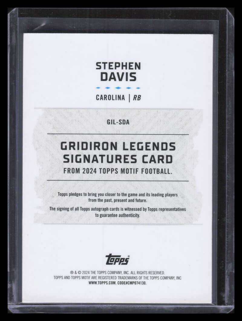 2023 Topps Motif Gridiron Legends Signatures GILSDA Stephen Davis Auto 2/49