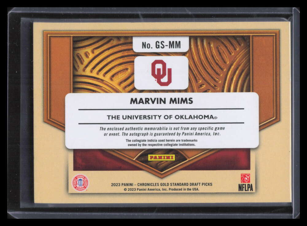 2023 Panini Chronicles Gold Standard Autographs Marvin Mims RC Jersey Auto /199