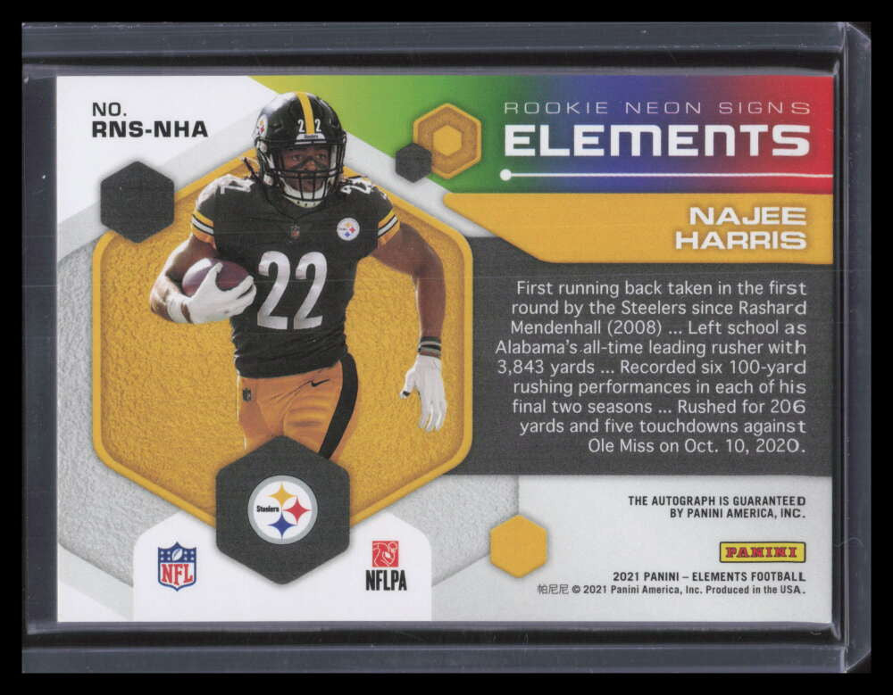 2021 Panini Elements Rookie Neon Signs Blue 9 Najee Harris Rookie Auto 43/50
