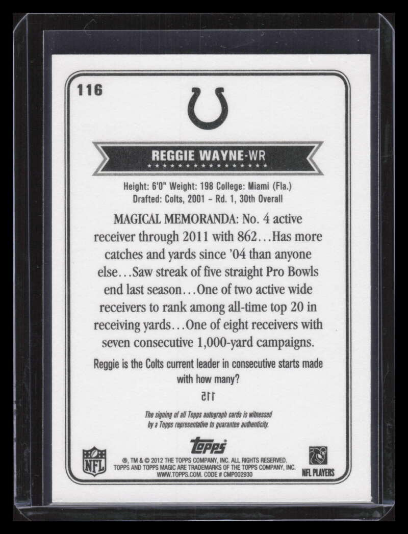 2012 Topps Magic Autographs 116 Reggie Wayne Auto