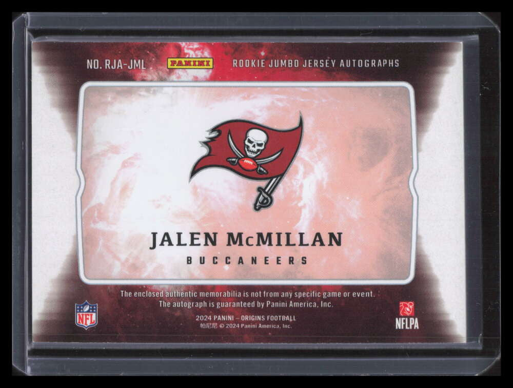 2024 Panini Origins Autographs Orange 40 Jalen McMillan Rookie Patch Auto 31/75