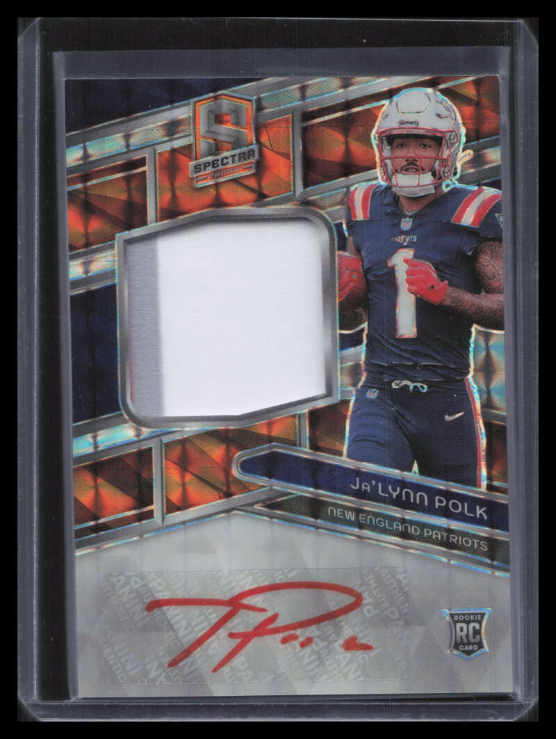 2024 Panini Spectra Neon Orange 218 Ja'Lynn Polk Rookie Patch Auto 9/15