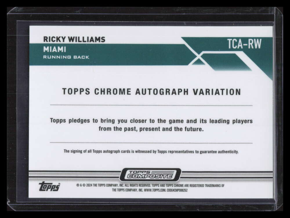 SOLD 160717 2023 Topps Composite Chrome Autographs Gold Refractor Ricky Williams Auto 18/50