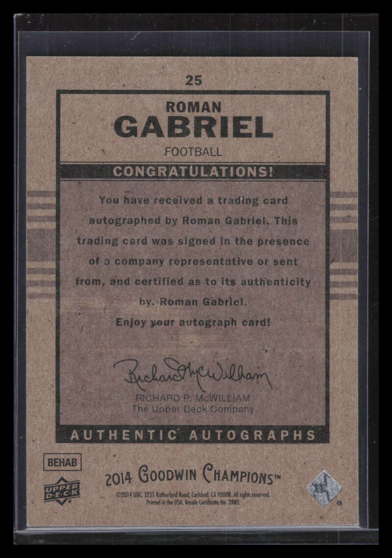 2014 Upper Deck Goodwin Champions Goudey Autographs 14 Roman Gabriel Auto