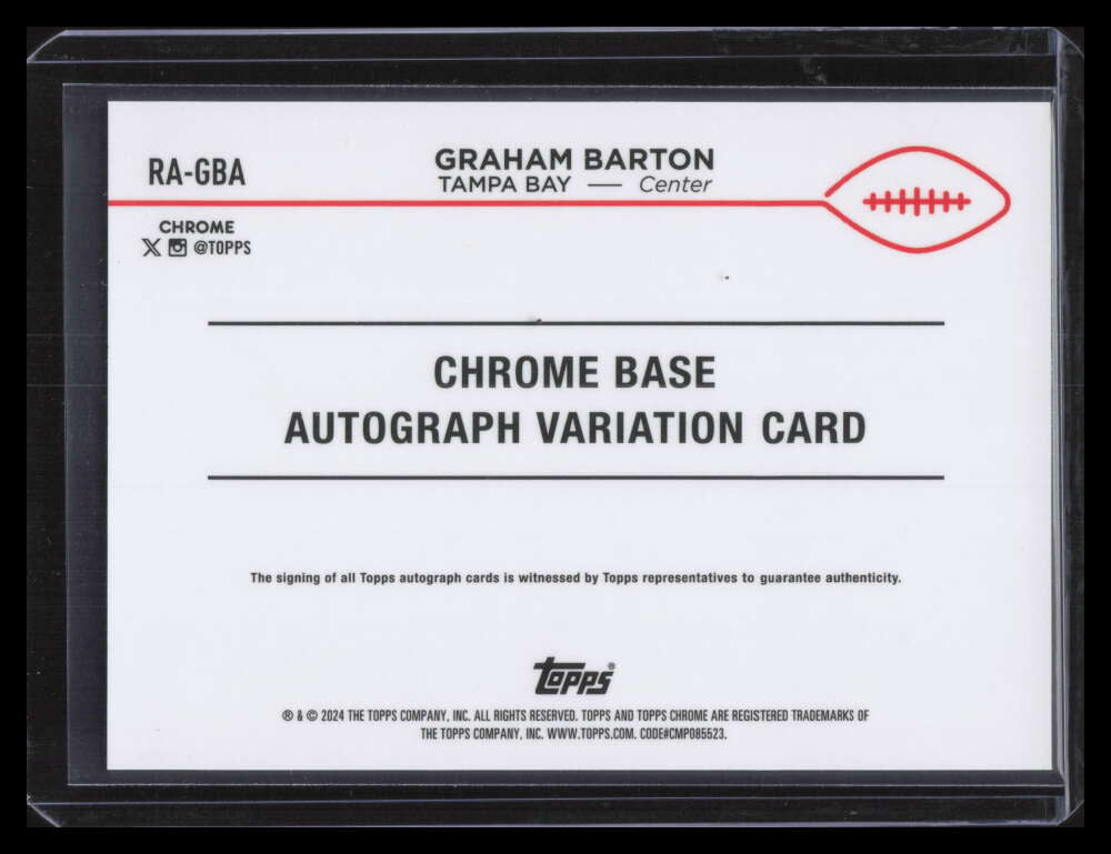 2024 Topps Chrome Autographs Red Refractor RAGBA Graham Barton Rookie Auto 3/5