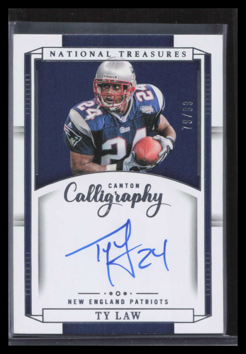 2023 Panini National Treasures Canton Calligraphy 10 Ty Law Auto 79/99