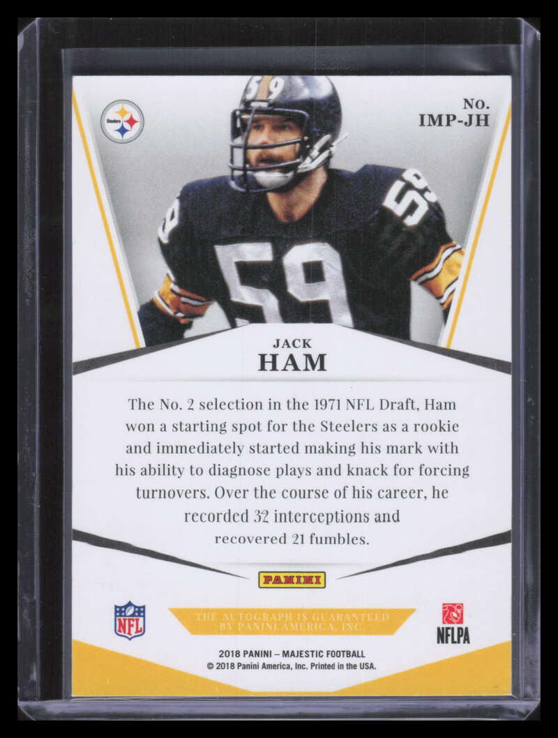 2018 Panini Majestic Imposing Autographs 20 Jack Ham Auto 7/49