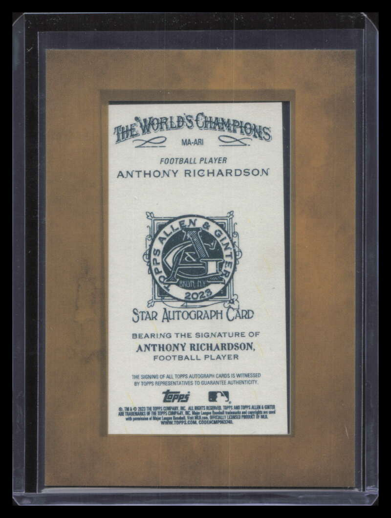 2023 Topps Allen Ginter Framed Mini Autographs Anthony Richardson Rookie Auto