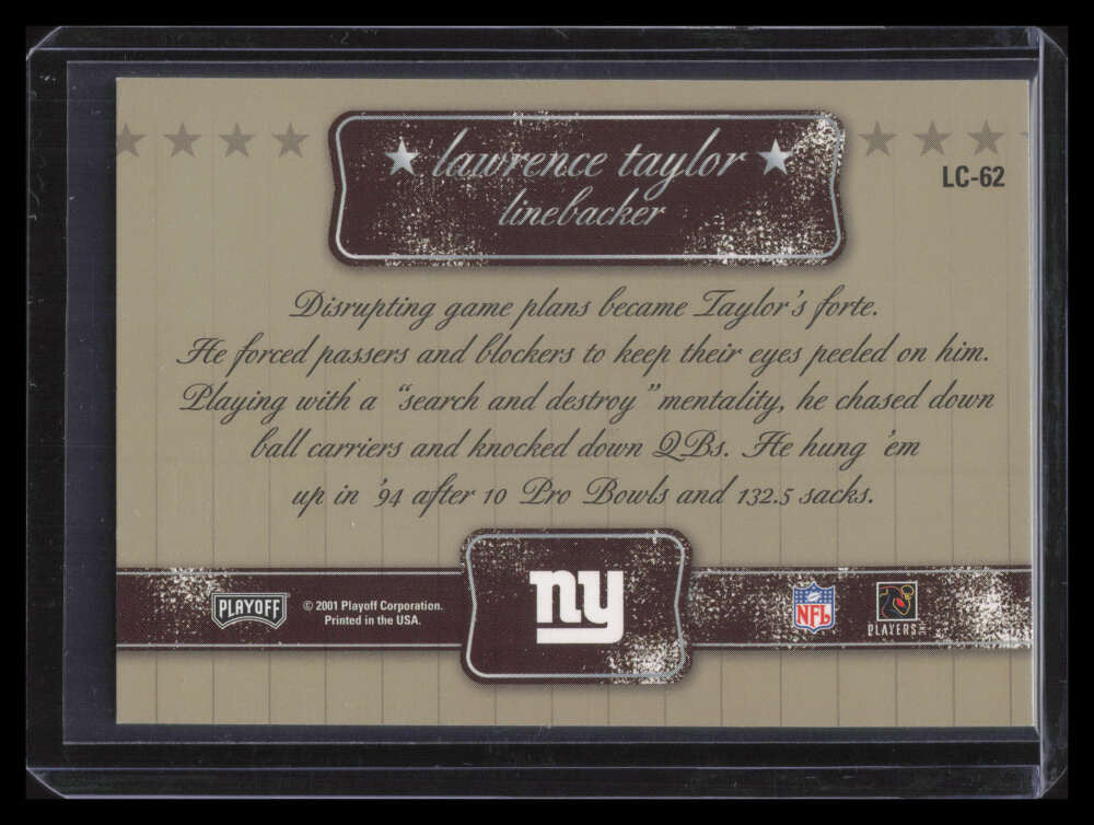 2001 Playoff Contenders Legendary Autographs 62 Lawrence Taylor Auto /52