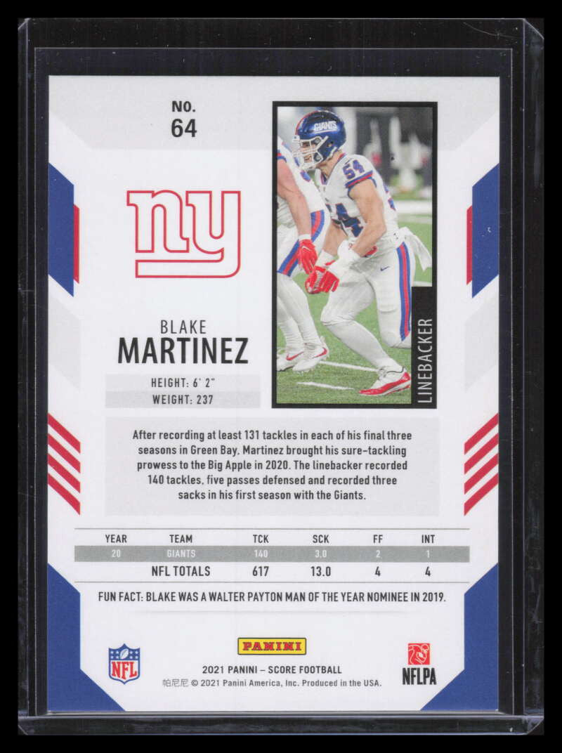 2021 Score First Down 64 Blake Martinez 7/10