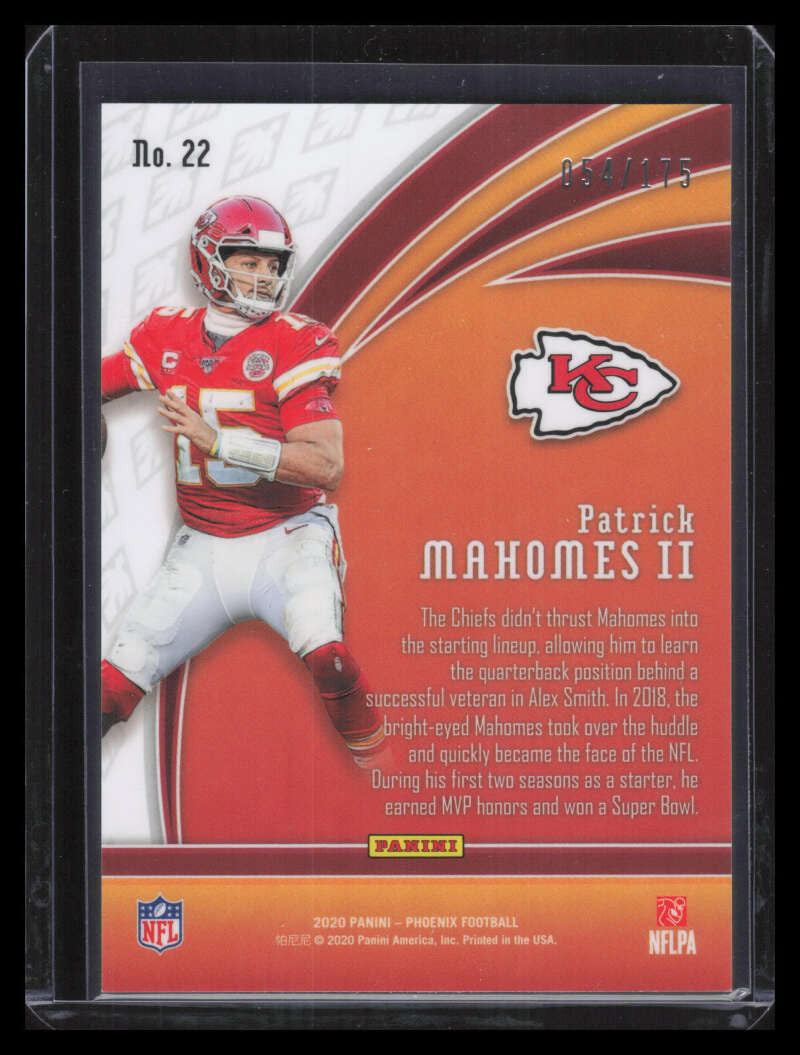2020 Panini Phoenix Flame Throwers Teal 22 Patrick Mahomes II 54/175