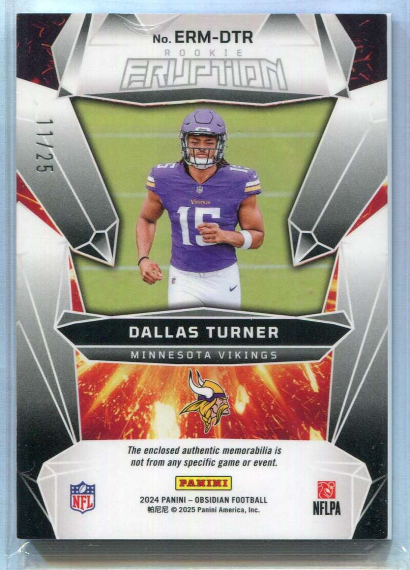 SOLD 160891 2024 Panini Obsidian Eruption Materials Blue 13 Dallas Turner Rookie Patch 11/25