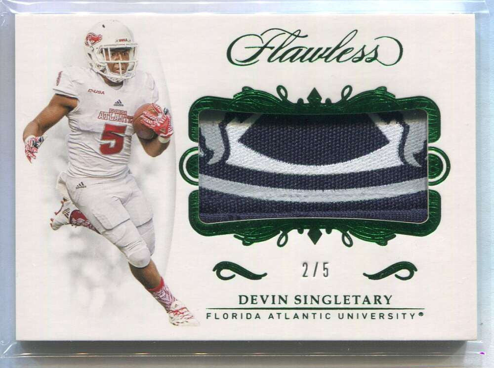 2019 Panini Flawless Collegiate Emerald 15 Devin Singletary Rookie Patch 2/5