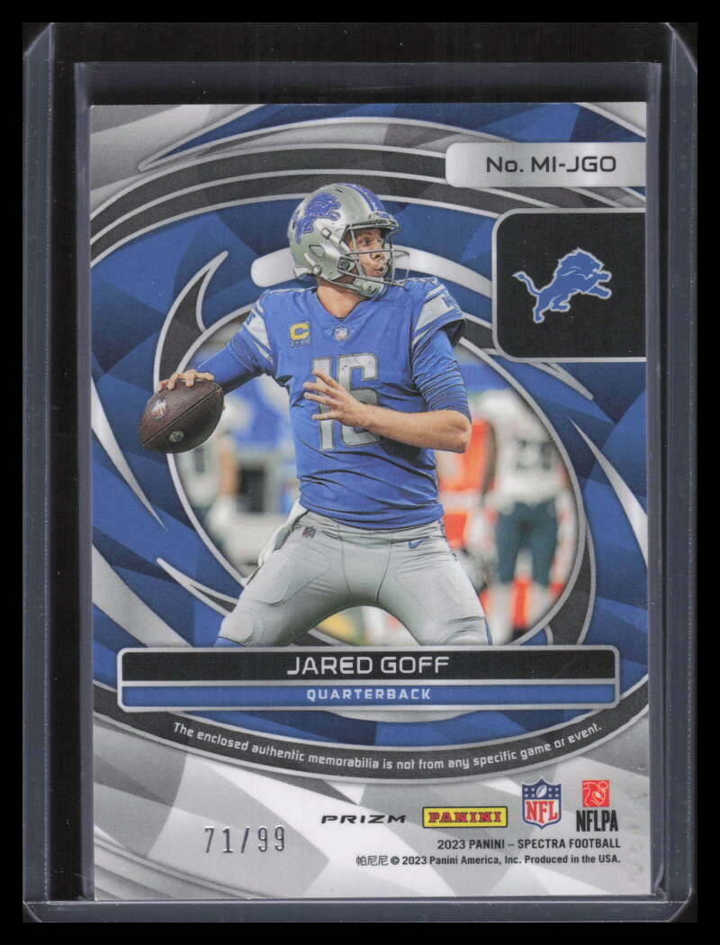 2023 Panini Spectra Max Impact Materials 17 Jared Goff Jersey 71/99